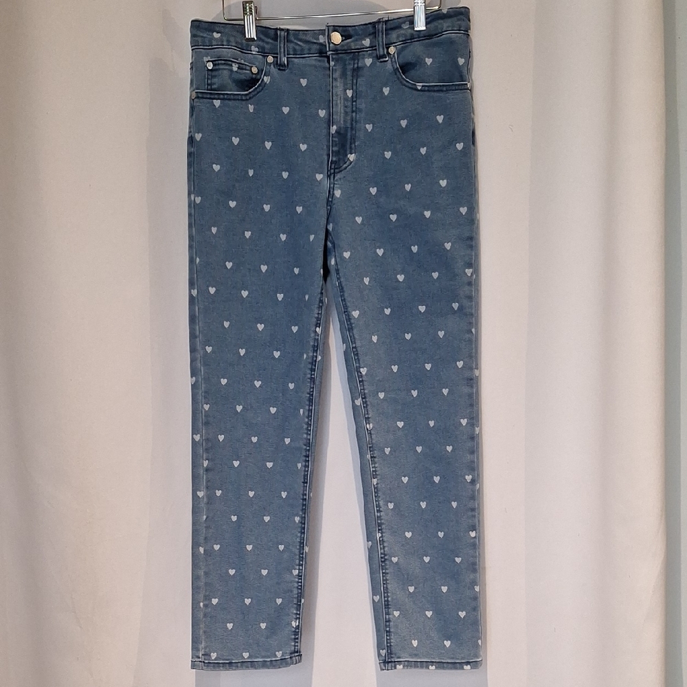 OAT New York Heart Patterned Women's Blue Jeans Size 10/30